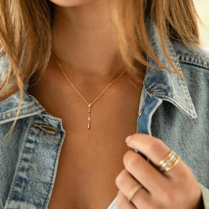 Long Necklaces for Women, Dainty Gold Drop Necklace 14k Gold Plated Y Shaped Lariat Necklace Simple Gold Necklaces for Women Trendy Chunky Long Necklace Formal Wedding Prom Necklace Jewelry - color: necklace-5-Gold