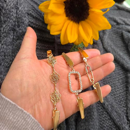 Vintage Sweater Clips Shawl Dresses Shirt Clips Retro Cardigan Collar Chain Clips Brooch Pins for Women - style: Style 9