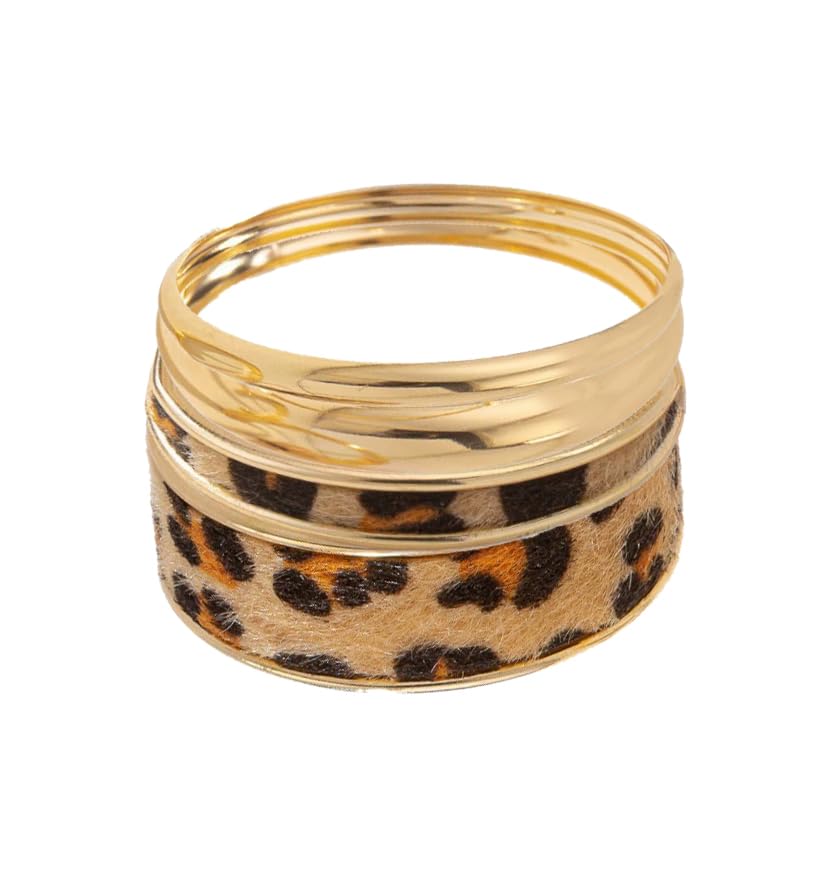 COLORFUL BLING Metal Punk Leopard Print Bangle Bracelet for Women Wide Chunky Gold Stackable Wrapped Open Cuff Bracelets Wristband Statement Jewelry - style: style 10