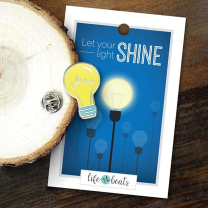 Inspirational Enamel Pin by LifeBeats | Cute Pin for Clothes, Jackets, Hats, Bags, and Lanyards | Hat Pin Comes with a Greeting Card | Lapel Pin with Sturdy Backing - style: Let Your Light So Shine
