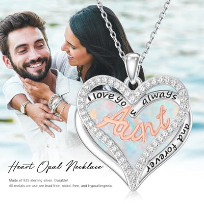 925 Sterling Silver Necklace Gifts for Women Crystal/Opal Jewelry Pendant Christmas Birthday Gift - style: Opal-Aunt