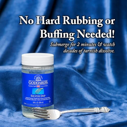Goddard's Silver Cleaner Dip, Instant Tarnish Remover, Silver Polish, 1 Gal | Instantly Removes Tarnish with No Scrubbing, Ideal for Silverware, Sterling Silver Jewelry & Intricate Filigree - size: 1 Gallon