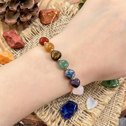 Heart Crystal Bracelet,Natural Gemstone Healing Bead Bracelet | Handmade Jewelry Gifts for Women Men,Graduation Gift for Her - color: S Love Bracelet