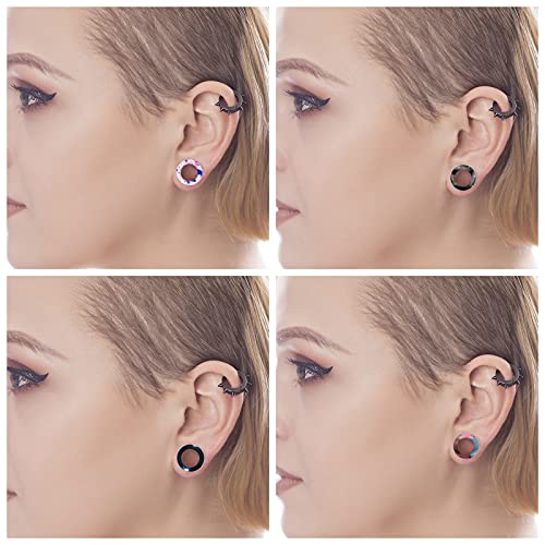 WBRWP 48/32/24/22/20/16/12pcs Ear Tunnels and Plugs - Double Flared Hollow Hard/Soft Silicone Ear Gauges - Ear Expander Stretcher Body Piercing Jewelry 8g-1" - color: B-16PCS soft(thin) silicone set
