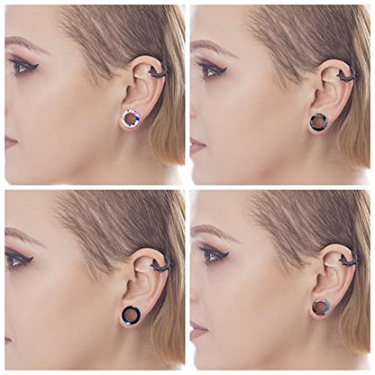 WBRWP 48/32/24/22/20/16/12pcs Ear Tunnels and Plugs - Double Flared Hollow Hard/Soft Silicone Ear Gauges - Ear Expander Stretcher Body Piercing Jewelry 8g-1" - color: A-16PCS soft(thin) silicone set