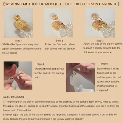 Clip-On Earrings for Womem Flower Faux Pearl Non Piercing Earrings Jewelry - color: Floral Cluster -CZ