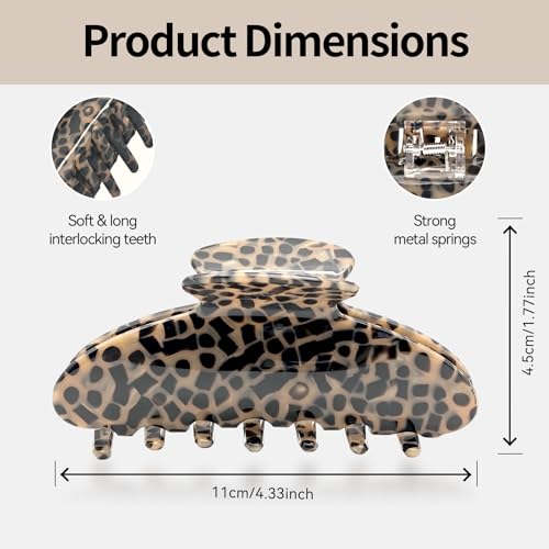 YIERSO Large Hair Claws Clips for Women, 4.33"Acetate Strong Hold Non-Slip | Jumbo Claw Stylish Hair Accessories for Thick/Nomal/Thin Curly Hair, 2Pack - color: Black Brown