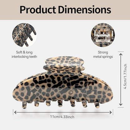 YIERSO Large Hair Claws Clips for Women, 4.33"Acetate Strong Hold Non-Slip | Jumbo Claw Stylish Hair Accessories for Thick/Nomal/Thin Curly Hair, 2Pack - color: Black Brown