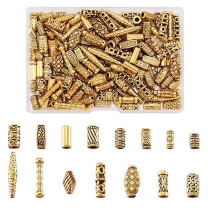 Craftdady 150Pcs Antique Gold Tube Bar Spacer Beads Tibetan Metal Column Barrel Drum Beads for Jewelry Crafts Making Hole:1-3.5mm - color: Antique Gold, Tube,150pcs