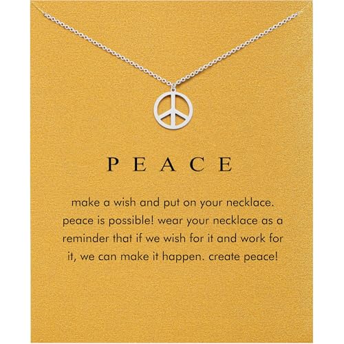 Baydurcan Dainty Silver Necklace for Women Ankh Horse Celtic Necklace Gifts | Dainty charm gifts for friends sister mother, birthday, christmas, graduation gifts. Ready to give with card & envelope. - style: Peace