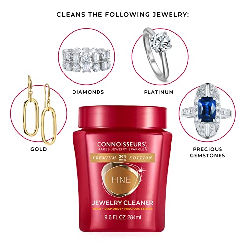 CONNOISSEURS Premium Edition Jewelry Cleaner, Value Size 9.6oz - Pick from Fine, Silver or Delicate Jewelry Cleaner - style: Fine - 9.6 Ounce + Polishing Cloth