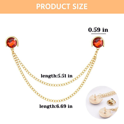 Crystal Rhinestone Brooch Mens Lapel Pins for Shirt Collar Suit Tassel Collar Chains for Shirts Badge Suit Accessories Men Brooch - color: Red