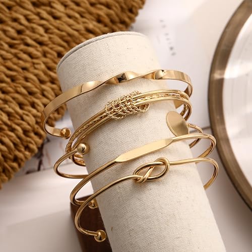 ÌF ME Gold Bangle Bracelets for Women, Indian Bangles Stackable Set, Multi Layer Textured 18K Gold Plated Chunky Bracelets Boho Jewelrys Set - style: gold-Knot Bangle