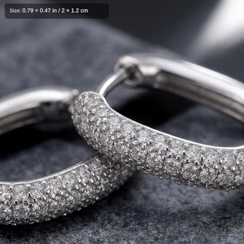 U Shaped Hoop Earrings for Women - Cubic Zirconia Pave Huggie Earrings, Skin-Friendly Geometric Jewelry for Anniversary & Daily Wear, Gift for Her - color: Silver