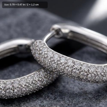 U Shaped Hoop Earrings for Women - Cubic Zirconia Pave Huggie Earrings, Skin-Friendly Geometric Jewelry for Anniversary & Daily Wear, Gift for Her - color: Silver