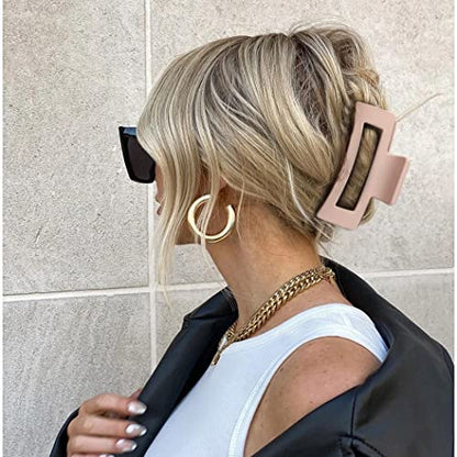 Canitor 4 PCS Matte Rectangular Banana Clips - Thick Hair Clips, Non-Slip Barrettes for Women's Thick Hair - color: flower series