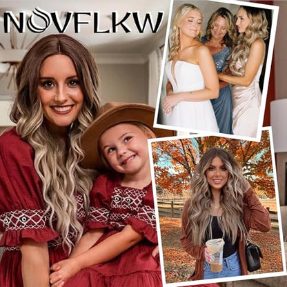 Balayage Dark Brown Halo Hair Extensions with Chestnut Highlights | 20 Inch Wavy Synthetic Fiber with Invisible Wire and 4 Secure Clips for Easy Daily Styling and Party Wear - color: Brown Highlight