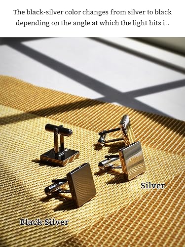 [TAVARAT] Cufflinks for Men cuff links mens Black Silver Light Gold Tps-166 - style: black silver (Tps-064)
