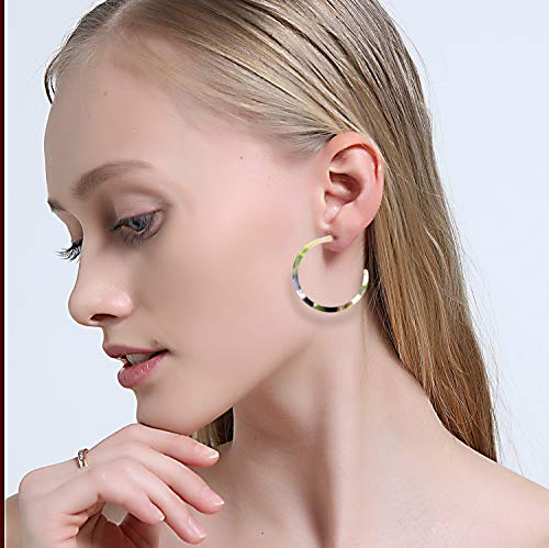 6-12 Pairs Leopard Hoop Earings Lightweight - Bohemia Statement Hoops Acrylic Resin Round Circle Stud Earring Set - Drop Dangle Ecetate Earrings Green Pink Red for Women