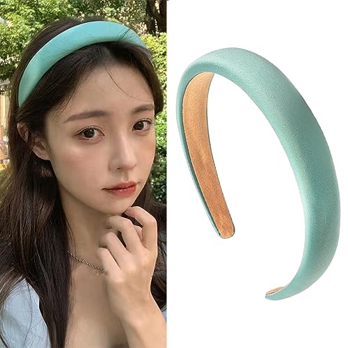 Padded Headbands Hairband Accessories for Women Simple Headband Hairbands for Girls Wide Sponge Fabric Head Band Bands No Teeth Vintage Solid Hair Band Hoops Hoop Hair Accessories Dark Green - color: Green