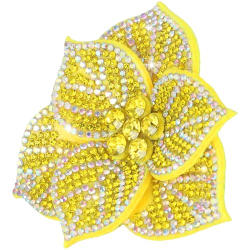 2.56" Created Crystal Rhinestone Camelia Flower Hair Clip Brooches for Women, Vintage Design Flower Brooches & Lapel Pins for Clothes, Elegant Floral Brooch for Wedding & Christmas Parties - color: Yellow