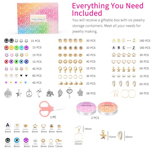 20,000 Pcs Clay Beads Bracelet Making Kit, 120 Colors 6 Boxes Polymer Beads Spacer Heishi Beads & Jewelry Kit with Pendant Charms Elastic Strings, Crafts Gift for Kids Adults - color: Classic 120 Colors