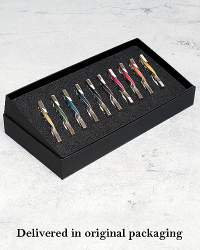 [TAVARAT] Tie Clip Tie Clips for Men Genuine Leather Silver Tie Bar Tie Pin Tps-078 - style: 10set