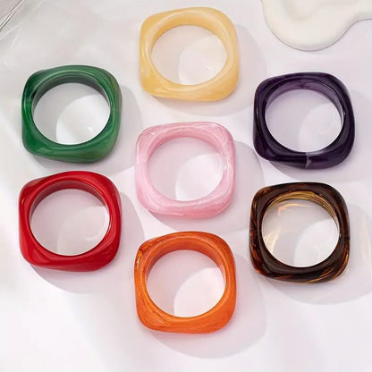Colorful Acrylic Resin Open Bracelet Geometric Simple Transparent Tortoiseshell Acetate Plate Cuff Bangle Lightweight Chunky Thick Thin Wide Face Plastic Bracelet for Women Jewelry - color: B red