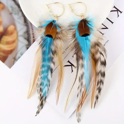FRESHME Feather Earrings for Women - Ethnic Indian Native American Western Jewelry for Photoshoot Music Festival