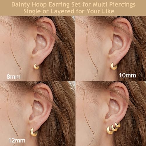 Wgoud Small Gold Hoop Earrings Set for Women, 6 Pairs 14K Gold Plated Hypoallergenic Lightweight Huggie Hoops Earrings, Trendy Cartilage Cubic Zirconia Earrings for Women Gifts. - color: 03Gold