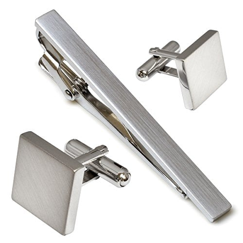 [TAVARAT] Tie Clip Tie Clips for Men Black Silver Tie Bar Tie Pin Tps-043 - style: Cufflinks set (silver)