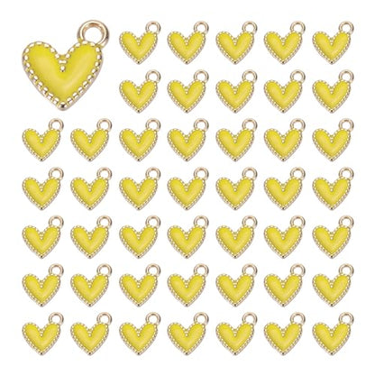 MECCANIXITY Enamel Alloy Heart Charm,Valentine Heart Pendants Love Jewelry Making Charm for DIY Necklace Bracelet Earrings Keychain - color: Yellow