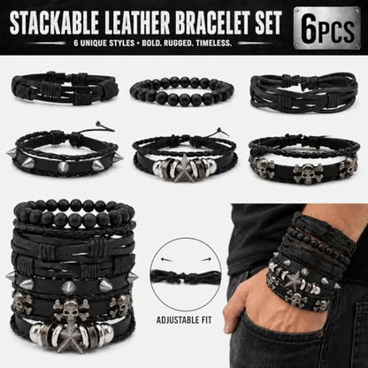 5 Pcs Punk Studded Bracelet Emo Goth Bracelets Y2k Alt Jewelry Grunge Spike Accessories for Men Women Rocker Clothes - color: 6 Pcs