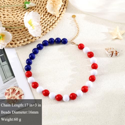 Chunky Beaded Necklace for Women 16mm Round Bead Resin Modern Statement Necklace Jewelry Accessories - color: colorful 06