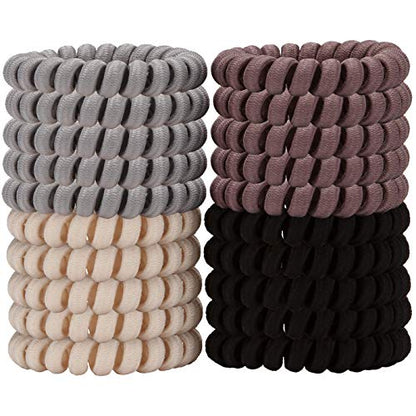 LONEEDY 20 Pack Spiral Hair Ties, Ponytail holder Coil Hair Ties, Phone-Cord Traceless Hair Rings cloth