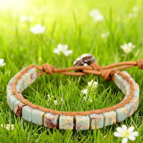 7 Chakra Bracelet Bohemian Handmade Leather Wrap Healing Protection Natural Stone Yoga Beaded Bracelets Boho Friendship Jewelry - color: Agalmatolite