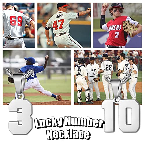 Susook Number Necklace for Boy Black Athletes Number Stainless Steel Chain 00-99 Number Charm Pendant Personalized Sports Jewelry for Men Basketball Baseball Football - color: Silver, style: 7
