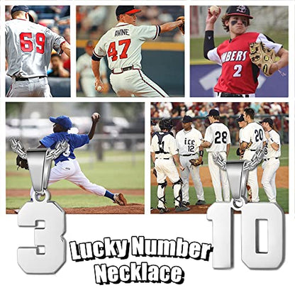 Susook Number Necklace for Boy Black Athletes Number Stainless Steel Chain 00-99 Number Charm Pendant Personalized Sports Jewelry for Men Basketball Baseball Football - color: Silver, style: 2.