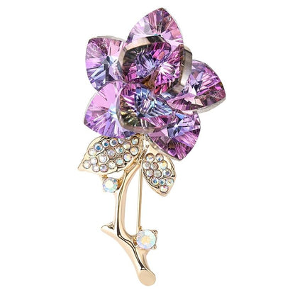 Flower Brooch for Women Rhinestone Pearl Zirconia Flower Lapel Pin Birthday Holiday Gift for Mother Wife Girlfriend - color: 13 Crystal Flower