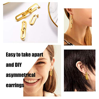 PROSTEEL Stainless Steel Huggie Hoop Earrings for Mens Gold/Black/Silver | Skull/Infinity Pattern, Spike/Cuban Links 4 Design Options Hypoallergenic Lightweight Earring Hip Hop Punk Gothic Jewelry - style: 13-Link Dangle-Gold