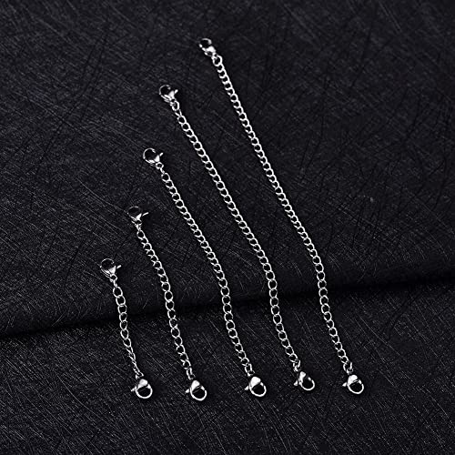 10Pcs Stainless Steel Necklace Extender Chain Links, Silver Necklace Extenders for Bracelet Anklet Stainless Steel Chain Extenders for Jewelry Making 2in 3in 4in 5in 6in (10 Silver) - color: Silver 10pcs