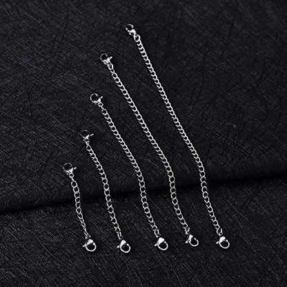 5Pcs Silver Stainless Steel Necklace Extender Chain Links Silver Lobster Necklace Extenders for Necklaces Bracelet Anklet Stainless Steel Chain Extenders for Jewelry Making (2in 3in 4in 5in 6in) - color: Silver