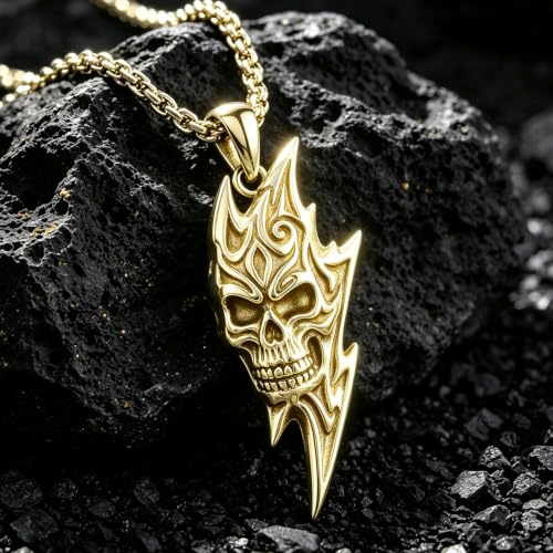 Skull Necklace for Men Women Gothic Skull Necklace for Men Women - style: 14K Skull necklace#1