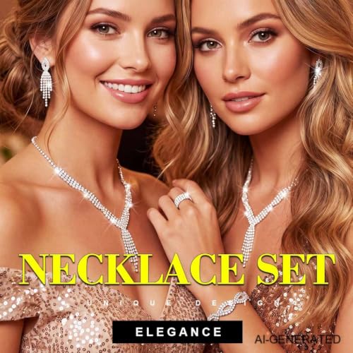 Sixexey Rhinestone Jewelry Set Wedding Jewelry Prom Costume Necklace Jewelry for Women - color: Silver