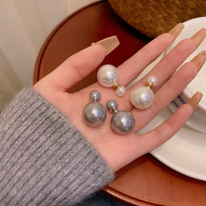 Big Pearl Stud Earrings White Round Pearls Earrings Fashion Design Faux Pearl Charm Jewerly - style: style 3
