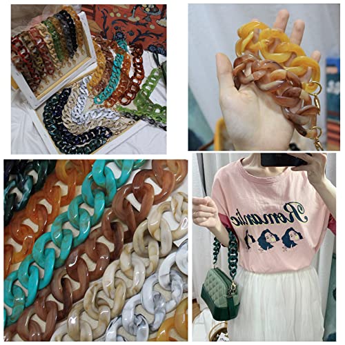 AUMEY Handbag Chain Straps Acrylic Purse Chain Strap Fashionable Replacement Purse Clutches Handles for Purse Handbags DIY Crafts, 15.7 inch of Each (03-Beautiful color A) - color: 03-beautiful Color a