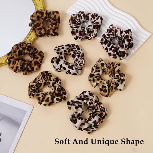 Satin Scrunchies for Women – 8PCS Leopard Silk Hair Ties – No Crease, Frizz-Free, Bold & Fashionable Hair Bands for Thick & Thin Hair, Trendy Hair Accessories Gifts - color: Large-Leopard