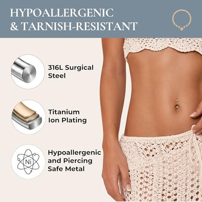 Forbidden Body Jewelry Surgical Steel Petite Belly Button Rings Curved Navel Barbell Set 14G 5/16 Inch 3mm End Balls - style: Steel/Rainbow