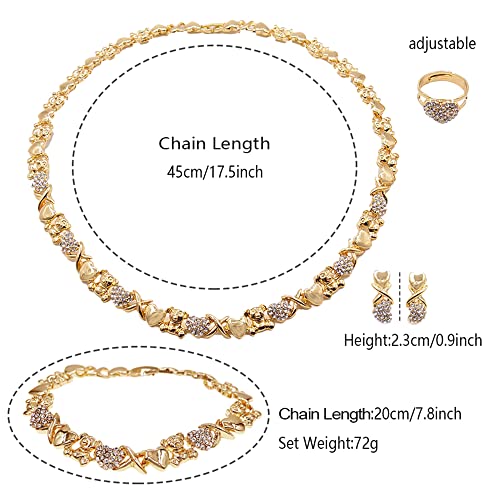 SYHOL Gold Jewelry Sets for Women 18K Gold/Silver Filled Jewelry Necklace Set Wedding Bridal Fashion Jewelry Sets Women Accessories Bracelets Earrings and Rings Sweetheart Gifts - color: GX0033