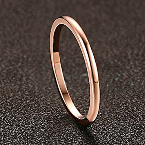 Jude Jewelers 1.5mm Stainless Steel Classical Plain Stackable Wedding Band Ring - color: Rose Gold
